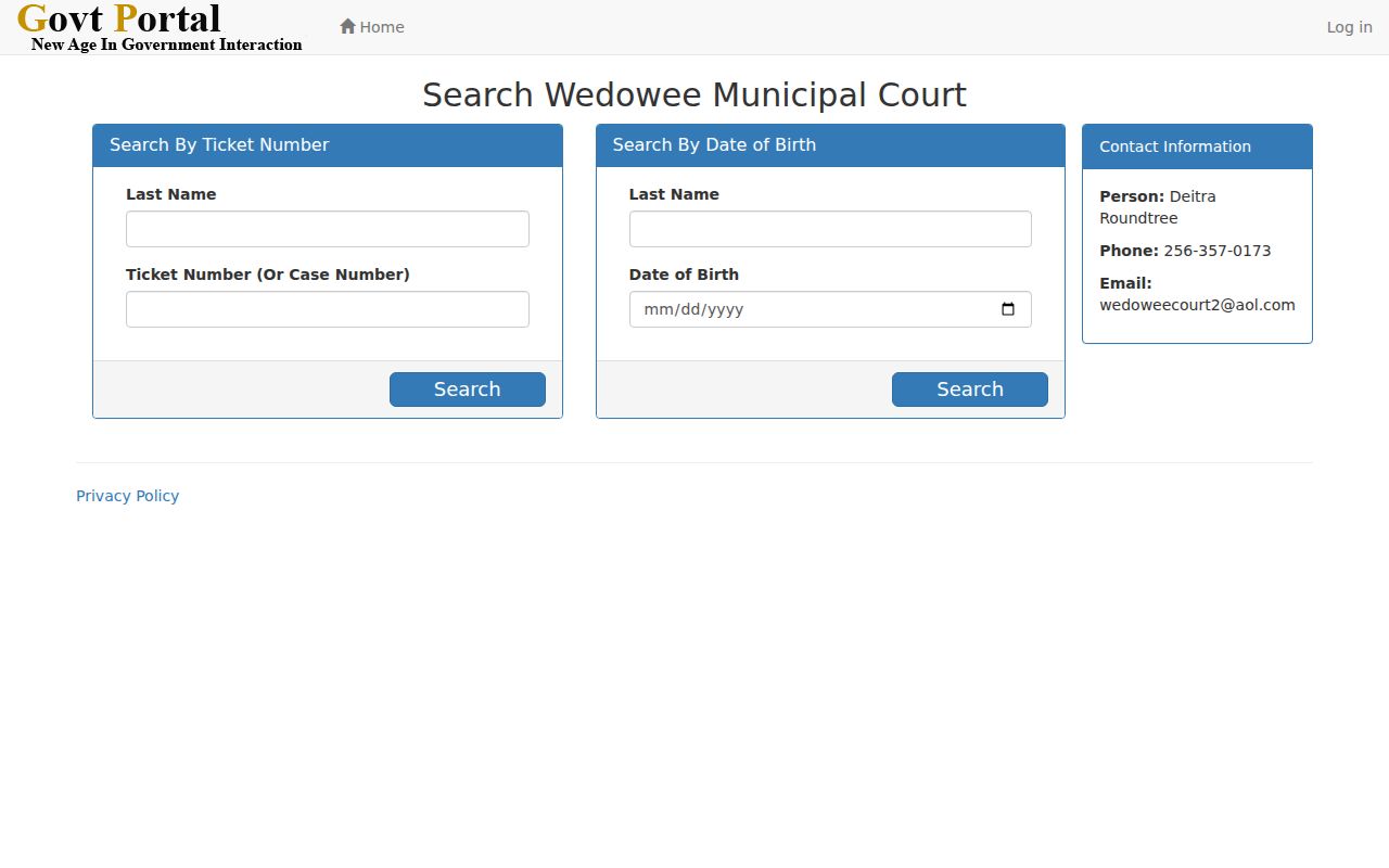 Randolph County municipal warrant Wedowee court portal